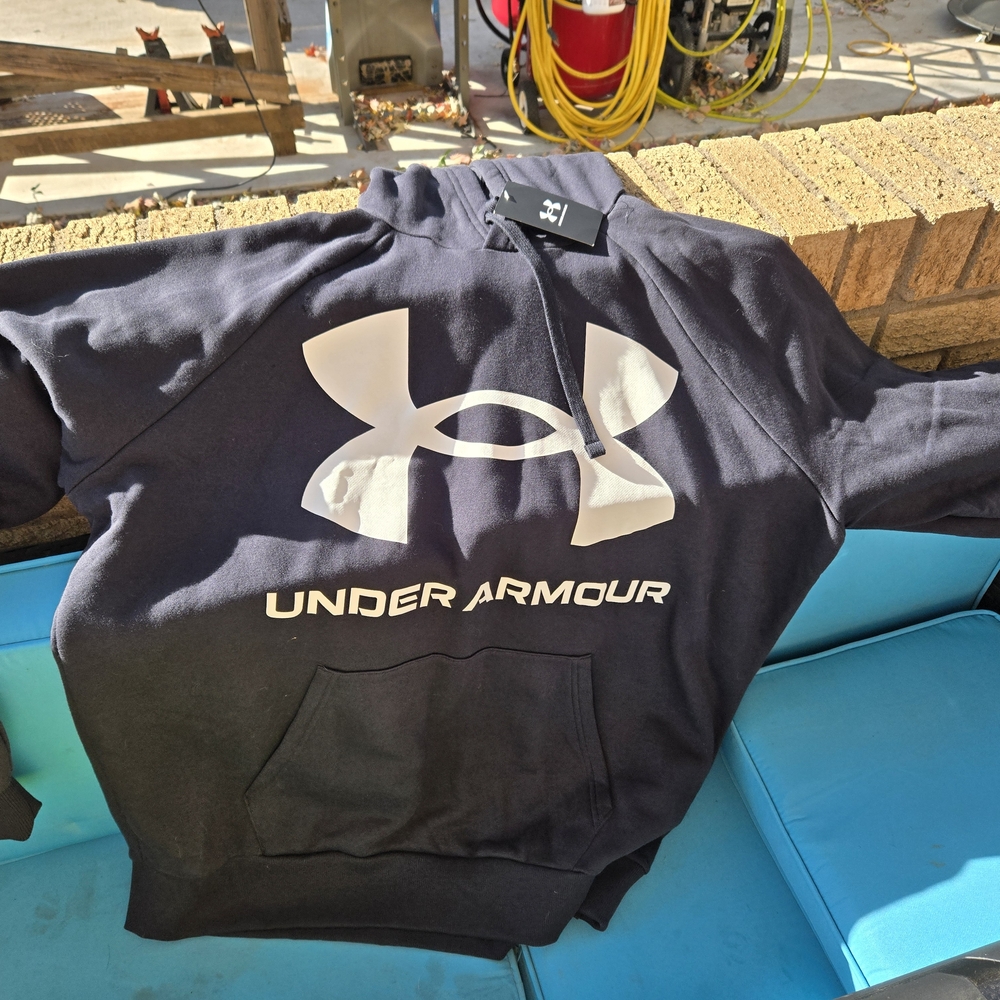 Under Armour Men's Black Hoodie with White Logo